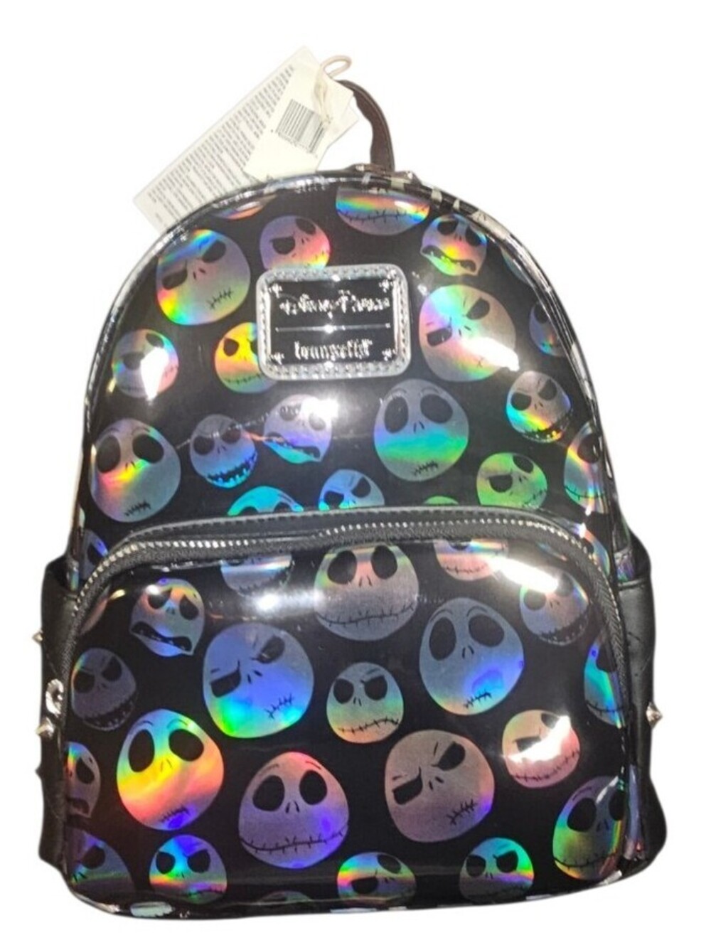 Disney Parks Loungefly Jack Skellington Holographic Mini Backpack Black NEW